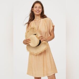 H&M Short Sleeve Coastal Mini Dress Yellow White Stripe sz 8